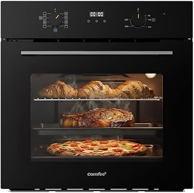 ' Horno Pizza Eléctrico Empotrable Multifunción, Convección, 1 Bandeja y 1 Rejilla, Limpieza Aquactiva, 70L, 7 Funciones, Ventilador de, Cavidad Esmaltada, Puerta Fría, CBO70M80D2-BK [Clase A]