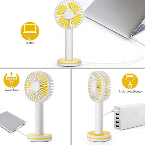 OBOSOE Portable Handheld Fan, Small Personal USB Rechargeable Desk Fan with Gust Mode and Magnetic Mirror Base, Cooling for Office, Bedroom, Traveling, Camping, Outdoor Sports, White - Thumbnail 5