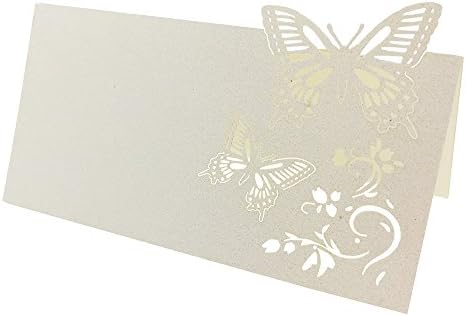SIX VANKA Place Card Pack of 62pcs Butterfly Table Numbers Guest Seating Escort Name Cards for Wedding Party Banquets Events Decoration Ivory Color (Butterfly Place Cards)