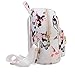 Women Girls Floral Printing PU Leather Shoulder Bag Backpack (White)