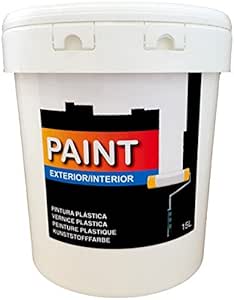 Pintura plástica blanca lavable para Interior y Exterior de 15 litros