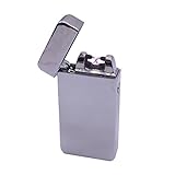 4BOSS PREMIUM USB Rechargeable Electronic lighter Windproof, flameless, no gas and fluid required, energy-saving side button double arc lighter. (Silver)