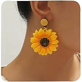 Sunflower Earrings for Women 3D Daisy Flower Dangle Earrings Sunflower Dresses Shirts Accessories Gifts