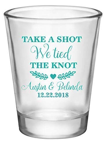 Personalized wedding favor shot glasses, take a shot we tied the knot, customized just for you! - Thumbnail 2