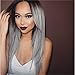 Superwigy® Long Straight Hair Two Tone Black and Grey Ombre Wig Heat Resistant Fiber Synthetic Wigs
