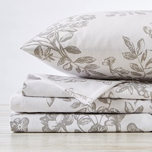 Great Bay Home 100 Turkish Cotton Twin XL Flannel Sheets Set Floral