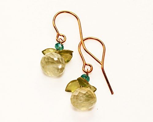 Semi Precious Gemstone Earrings Made from Peridot, Moss Aquamarine and Czech Crystal on Nickle Free Gold Tone Ear Wire