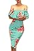 Vivicastle Women's USA Off Shoulder Ruffle Bodycon Fitted Midi Dress (Large, D2, Multi)