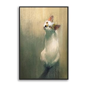Framed Home Artwork Cute Cat for Living Room Bedroom