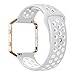 UMTELE Compatible for Fitbit Blaze Bands, Sport Silicone Strap with Rose Gold Frame Replacement for Fitbit Blaze Smart Fitness Watch Grey/White