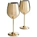 VonShef Gold Wine Glasses, Shatterproof Stainless Steel, Set of 2
