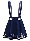Futurino Women's Sweet Cat Paw Embroidery Pleated Mini Skirt with 2 Suspender (M, Navy)