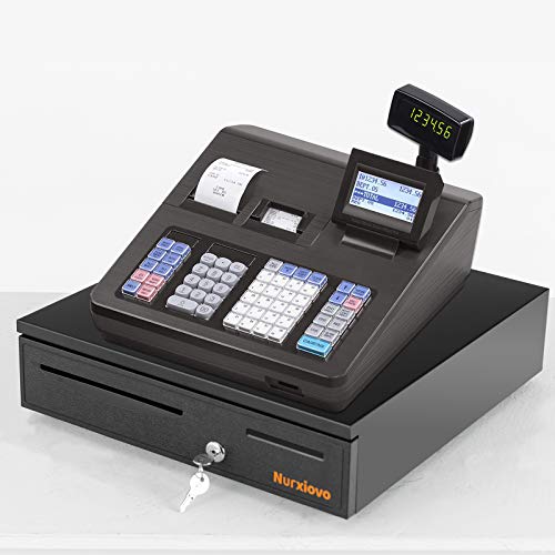 Cash Register Drawer -Nurxiovo 16 Inch Money Box 5 Bill 8 Coin Money Tray Lock/Point of Sale (POS) System Machine RJ11/RJ12 Interface/Open with Key(Black)