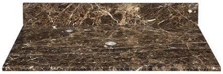 Ryvyr MAVT250DE 25" vanity top with 8" widespread faucet drilling, Dark Emperador Marble