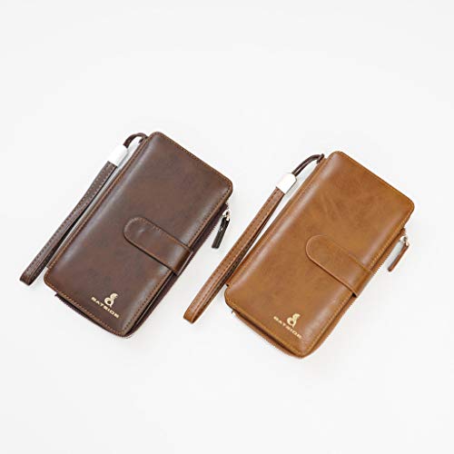 Kecar❤Men Long Wallet, Business Money Clip Zipper Coin Clutch Bag Mobile Phone Bag, Retro Purse Handbag for Wedding, Party, Daily Casual Wearing, Travel, Office Occasion