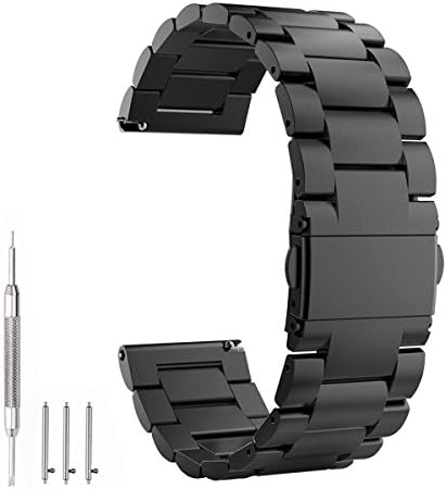 Purpplex Durable Sturdy Stainless Steel Elegant Strap Watch Band for Samsung Galaxy Gear S3 Frontier / Classic - Black