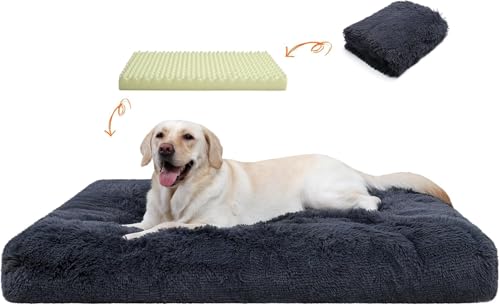 MUJA 105*70*9CM Cama para Perro Grandes, Cama Ortopédica para Perros con Almohadillas para Orejas Extraíbles y Parte Inferior Antideslizante, Adecuado para Casa para Perro, Pisos y Sofás (X-Large)