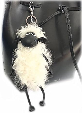 Sheep Key chain Pompom Real Wool Fur Keychain Wool Sheep Pendant Women's Bags Hanging