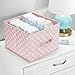 mDesign Medium Soft Fabric Nursery/Playroom Closet Storage Organizer Bin Box with Front Handle for Cube Furniture Shelving Units - Holds Toys, Clothes, Diapers, Bibs, 4 Pack, Pink/White Polka Dot