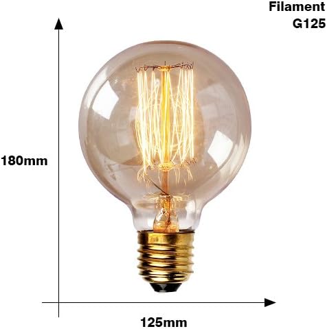 TIANLIANG04 led Bulbs 2Pcs Vintage Edison Bulb Light E27 220V 40W St64 A19 T10 T45 G80 G95Retro Edison Incandescent Bulb Lighting,G125 Filament [Energy Class A++]