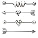 Industrial barbell earrings superman arrow spring arrows heart body piercing jewelry PCCP (Steel color)