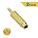 VCE 2-Pack Gold Plated 3.5mm 1/8 inch to 6.35 mm 1/4 inch Male to Female Stereo Jack Adapter