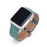 Apple Watch Band, Seetwo Extreme Deluxe Bling Glitter Leather Bracelet Wristband for Apple Watch, 38mm Green