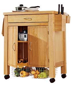 Modren Design Deluxe Rubberwood Kitchen Storage Trolley With 2