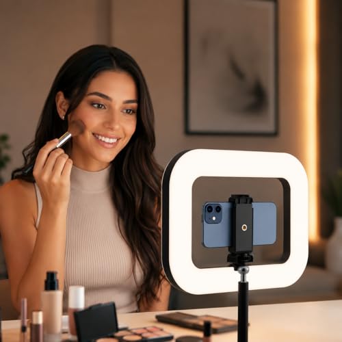 Iluminação Selfie Luz LED Ring Light Estabilizador com Suporte Celular Universal Com Luz De Selfie Youtuber Gravação Fotos Makes Linha Super Premium