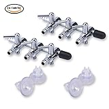 Aquarium Air Pump Accessories include 2 Pcs 3-Way Outlet Air Flow Control Valves and 4 Pcs Aquarium Suction Cup Holders for Fish Tank