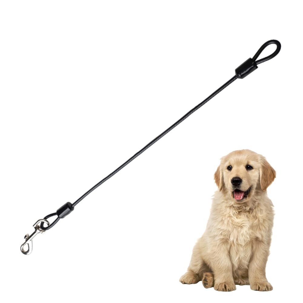 Chew Proof Bungee Dog Leash Extension, 19" Steel Rope with 360° Hook for Small to Large Pets