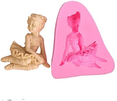 Cute 3D Lovely Angel Ballet Cake Chocolate Handmade Soaps Bee Wax Candles Resin Ice Blocks DIY Cartoon Pattern Design Birthday Gift for Girl Child Woman Silicone Mold