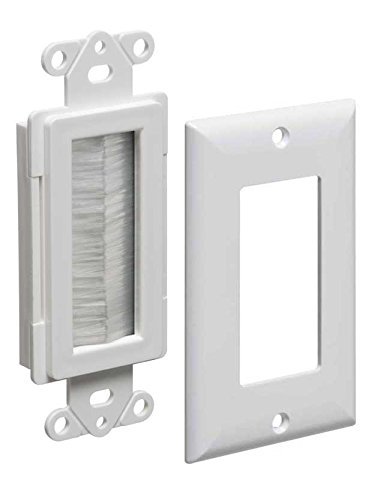 Arlington Industries CED135WP-1 Cable Entry Device with Brush-Style Opening and Wall Plate, 1-Gang, White, 1-Pack