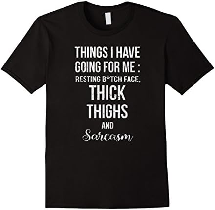 Men's resting face,thick thighs and sarcasm funny t shirt Large Black