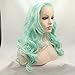 Lucyhairwig Glueless High Temperature Heat Resistant Fiber Hair Long Wavy Mint Green Synthetic Lace Front Wig for Drag Queen