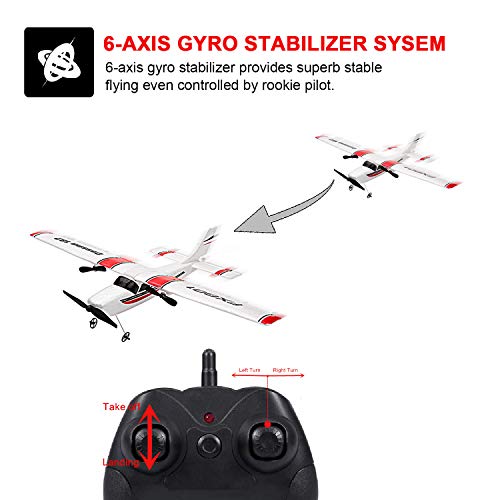 RC Plane, 2.4Ghz 2 Channel Remote Control Airplane Ready To Fly, Durable EPP Foam RC Aircraft Builted in 6-Axis Gyro, Supper Fun Light Weight Easy Fly Remote Control Plane for Kids Boys Adult Beginner