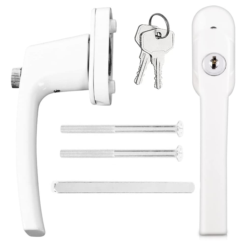 Window Handles, 1 Set Window Handles Lockable, Window Handle Universal, Inline Window Handle, Locking Window Handle Kit, Handle with Fixing Screws, Suitable for Doors and Windows