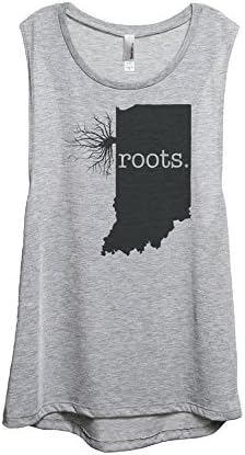Thread Tank Home Roots State Indiana Women's Sleeveless Muscle Tank Top Sport Grey Small