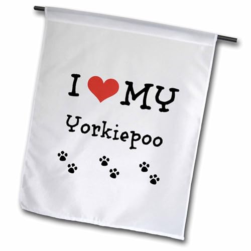 3dRose fl_183651_1 "I Love My - Yorkiepoo Garden Flag, 12 x 18