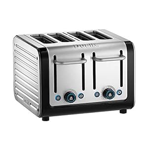 Dualit 46505 Architect 4 Slice Toaster | Brushed Stainless Steel with Black Trim | Extra-Wide Slots – Peek and Pop…