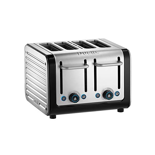 Dualit 46505 Architect 4 Slice Toaster | Brushed Stainless Steel with Black Trim | Extra-Wide Slots – Peek and Pop…