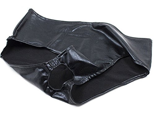 Faux Leather Open Crotch Panties Sexy Lingerie Underwear Women