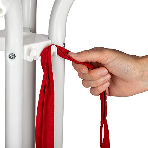 BeFair Stehtisch klappbar Ø 70 cm Weiss Nico - Bistrotisch Rund mit 4 Haken für Jacken oder Taschen – Bild 6