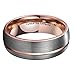 King Will 8mm Rose Gold Thin Line Tungsten Carbide Wedding Ring Dome Band Groove Center