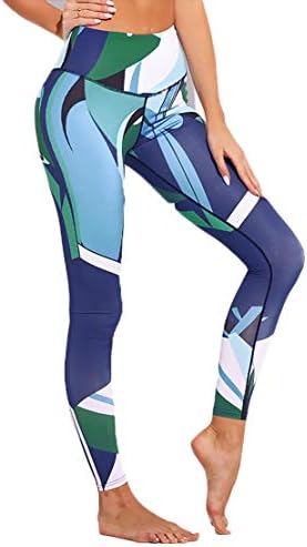 Youstylo Polyester Spandex High Waist Sports Fitness Leggings Gym Tights Yoga Pants for Women - Blue (1016)
