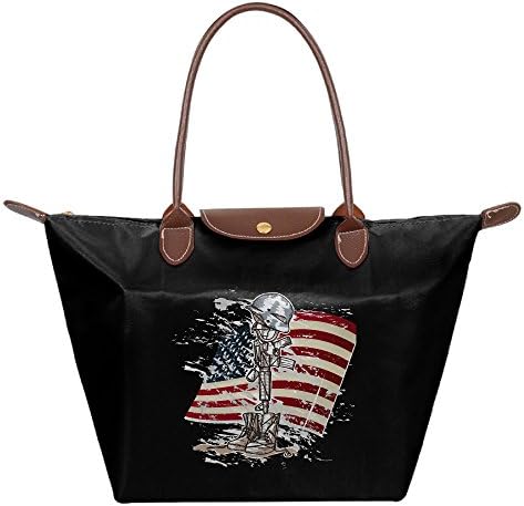 RexStrachey Hip Hop Flag Women Folding Dumpling Bag Nylon Water Proof Gripesack School Backpack Handbag Black