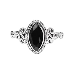 Black Tourmaline Stone Ring 925 Sterling Silver