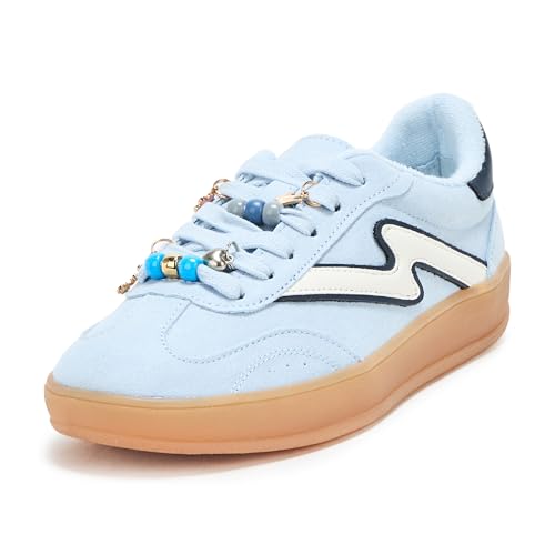 Madden Girl Women's Giia Sneaker, Baby Blue Multi Charm, 9