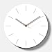 Simple Modern White Round Wooden Wall Clock 11 inch Non-Ticking one AA Battery Powered (Time Bars)