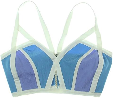 WOW Couture Womens Cutout V Neck Crop Top Blue S